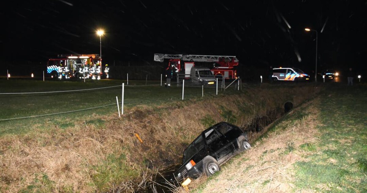 Auto te water in Schore, bestuurder nergens te bekennen
