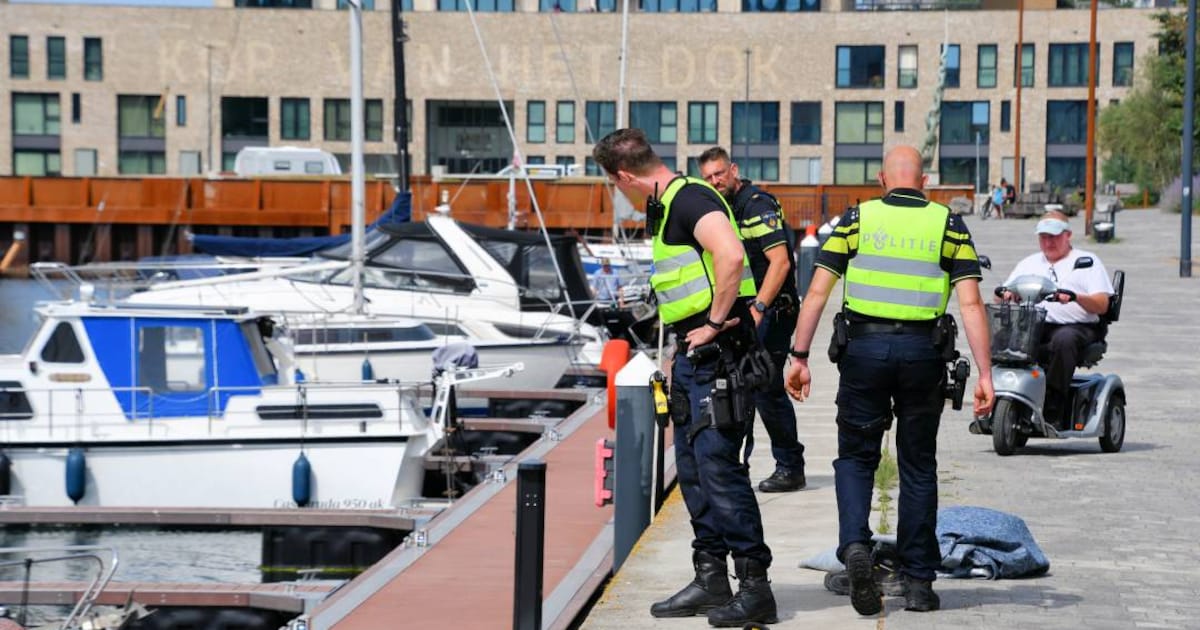 Man valt met elektrische rolstoel in water bij Stadshaven Scheldekwartier in Vlissingen