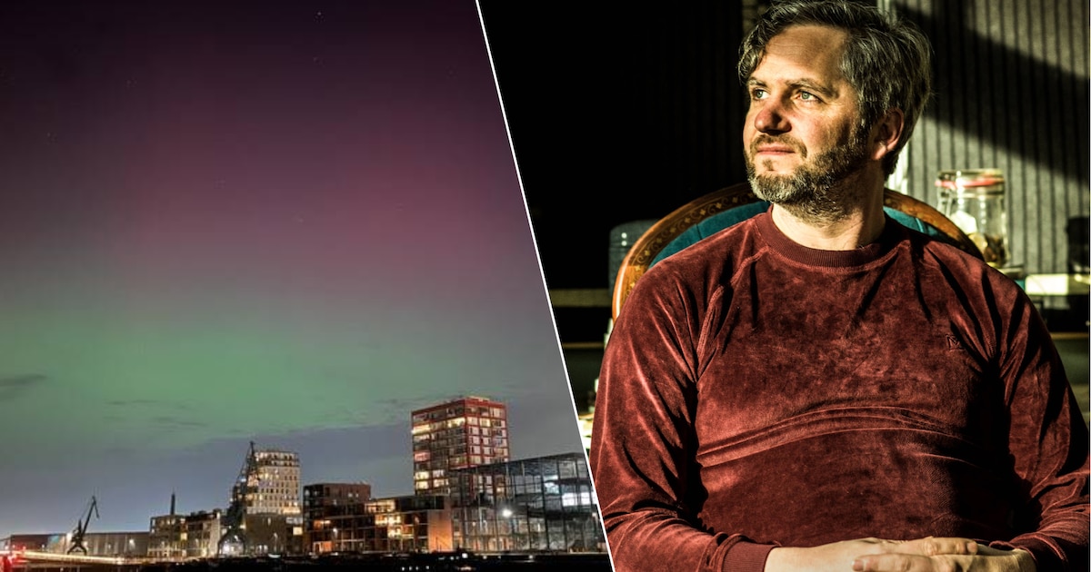 Ook Lieven Scheire keek maandag naar het noorderlicht in Gent: “Het best te vergelijken met een neon