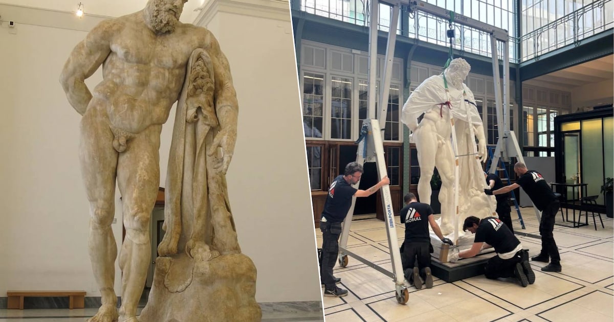 Drie meter hoog Herculesbeeld verhuist van KMSKA naar Bank van Breda