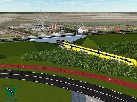 Impressie van de Zanddijk tussen de A58 en Yerseke na de reconstructie