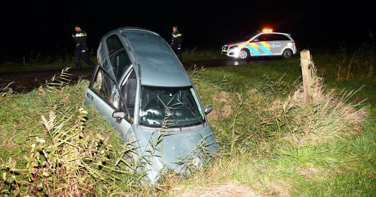 Auto in de sloot bij Meliskerke, bestuurder nergens te bekennen