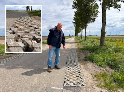 Puntige bermverharding is levensgevaarlijk: fietser Bas en d