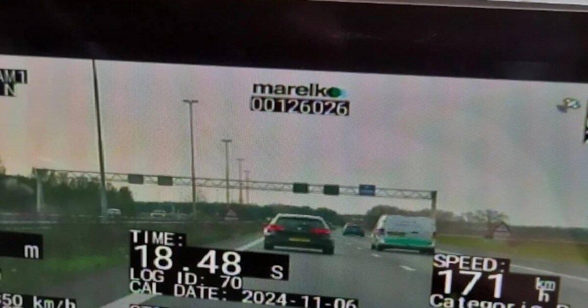 Automobilist overschrijdt snelheidslimiet flink, rijdt met 171 km/uur over A58