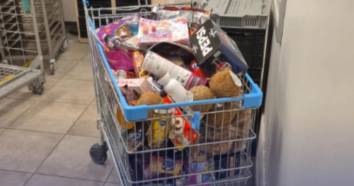 Winkeldieven lopen met volle boodschappenkar uit supermarkt Goes