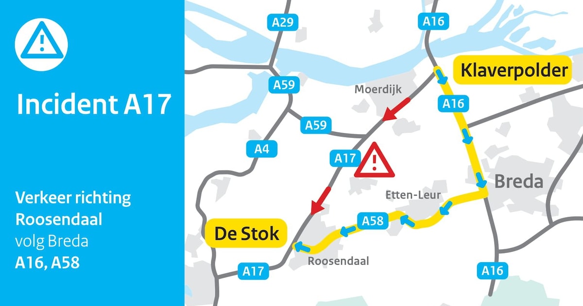 Ongeval op de A17 bij Klundert: weg weer vrijgegeven